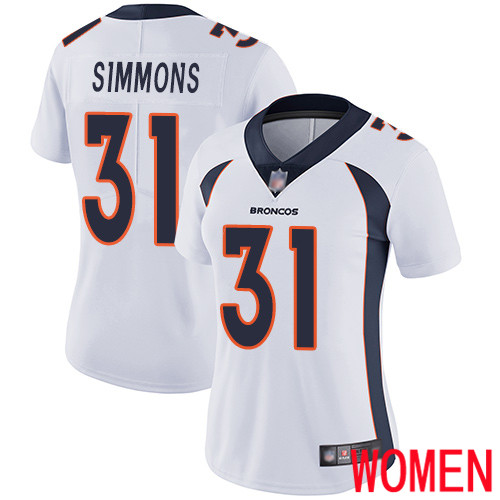 Women Denver Broncos 31 Justin Simmons White Vapor Untouchable Limited Player Football NFL Jersey